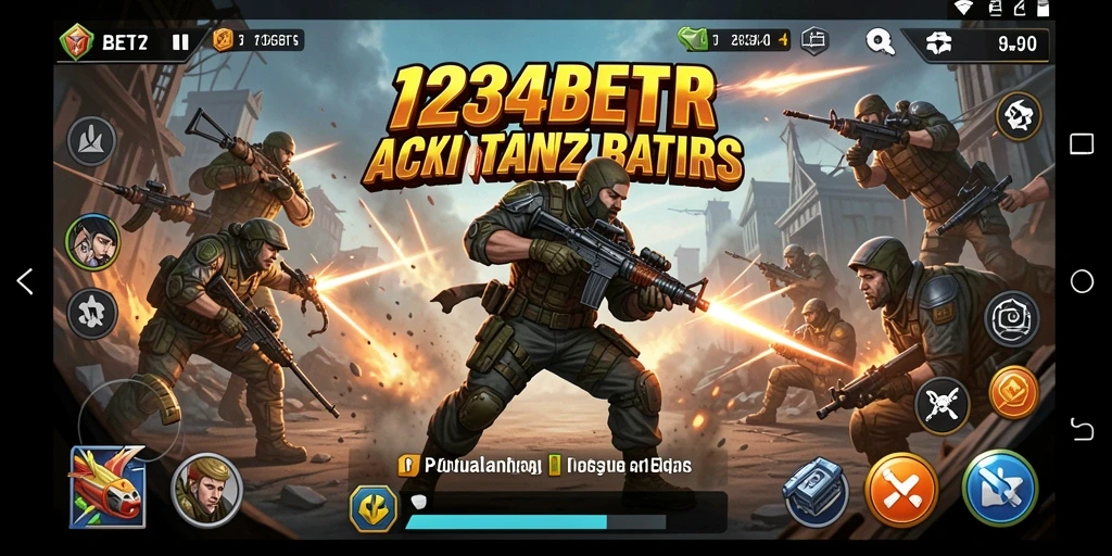 Screenshot menunjukkan aksi pertempuran intens dalam 1234BETS.