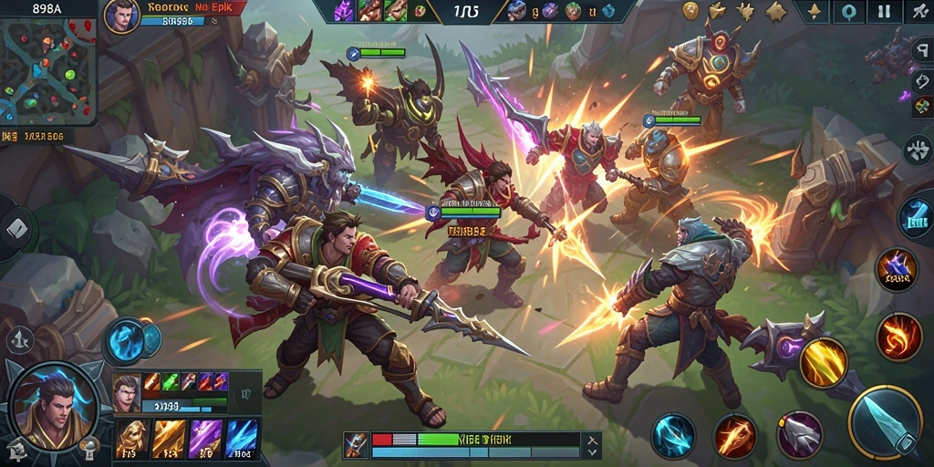 Tampilan gameplay seru di dalam arena MOBA 898A.