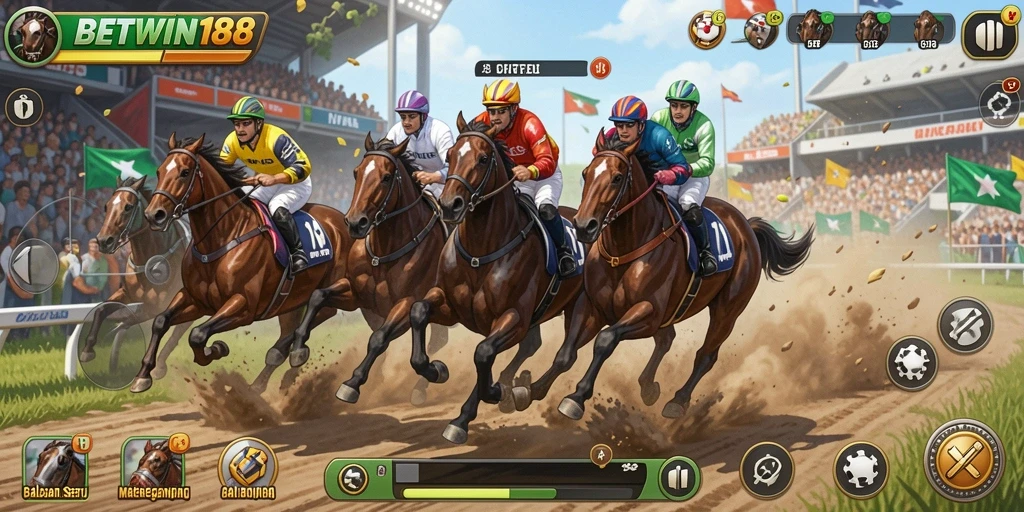 Gameplay menegangkan dalam BETWIN188 dengan berbagai mobil balap.