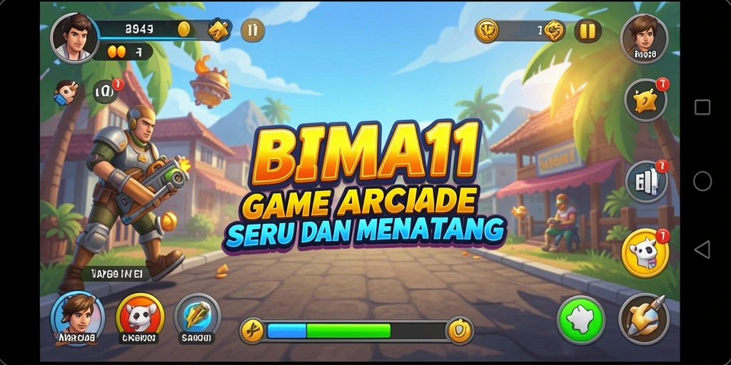 Screenshot utama BIMA11 menampilkan aksi gameplay yang seru dan cepat.