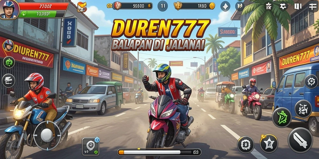 Tampilan gameplay balapan yang mendebarkan di DUREN777.