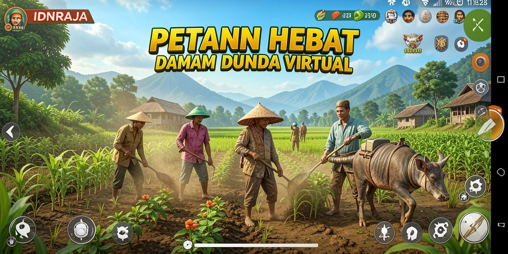 Tampilan menarik dari gameplay <strong>IDNRAJA</strong> saat merawat tanaman di ladang.
