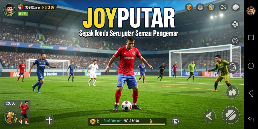 Tampilan gameplay menarik di JOYPUTAR dengan aksi sepak bola yang seru.