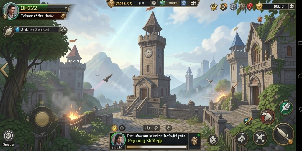Tampilan gameplay menegangkan dalam permainan Tower Defense OH222.