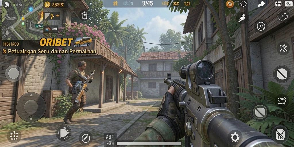 Gameplay ORIBET yang memukau di arena pertempuran FPS.