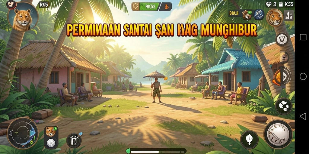 Tampilan gameplay RK55 yang penuh warna dan menarik.