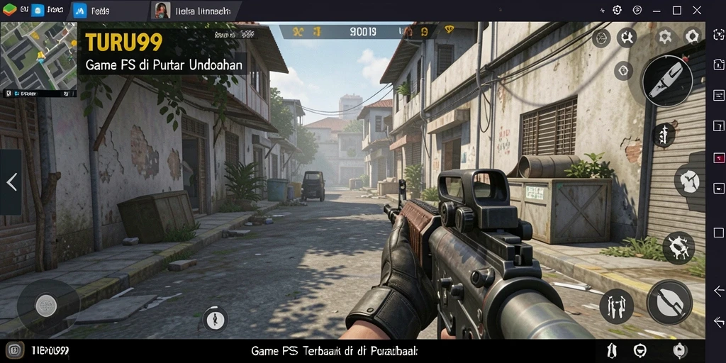 Menampilkan aksi seru dalam gameplay FPS TURU99.