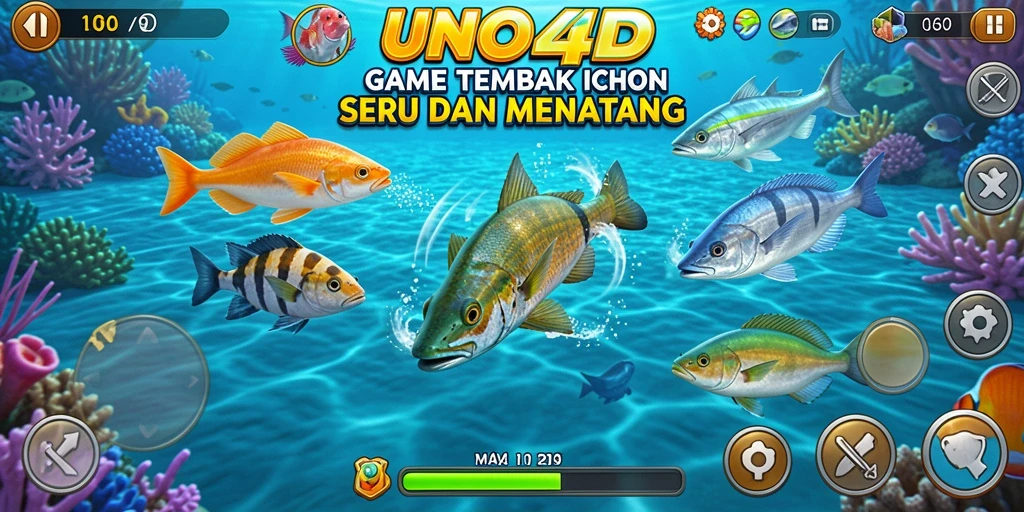 Gambar tampilan gameplay Tembak Ikan yang seru di UNO4D.
