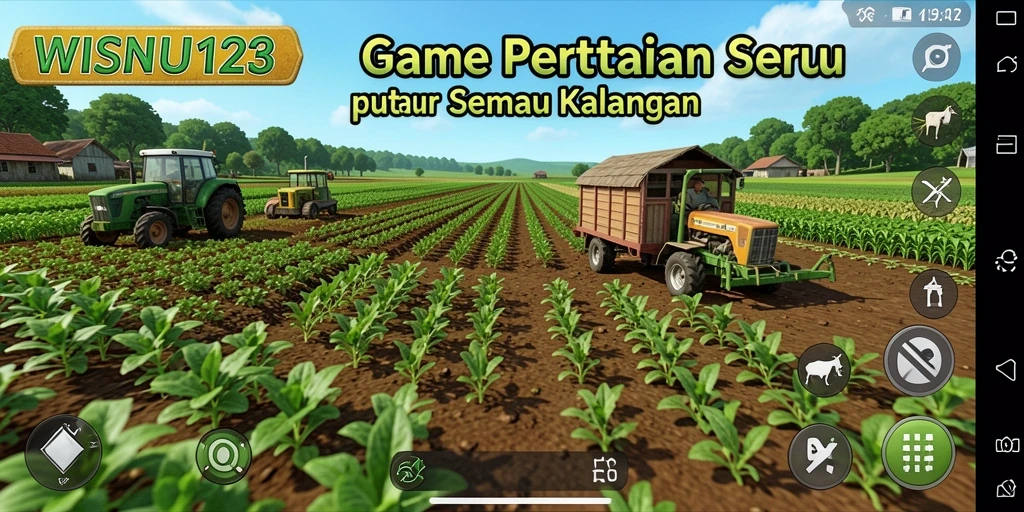 Gameplay seru WISNU123 dengan beragam tanaman dan hewan.